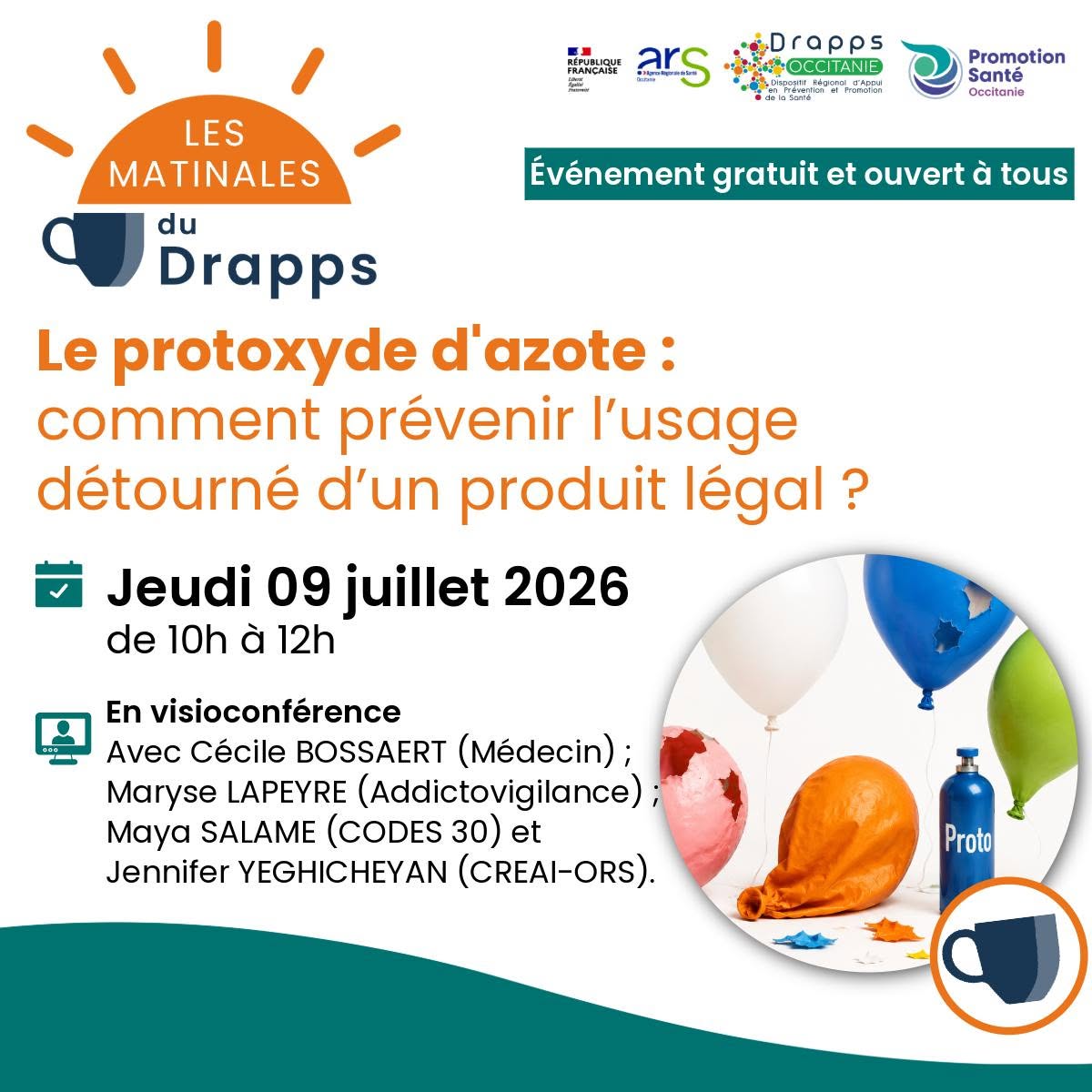 Matinale du Drapps Occitanie - Le protoxyde d'azote, prévenir l'usage détourné d'un produit légal ?